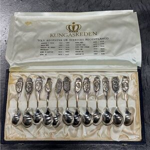 Kungaskeden .999 SOLID SILVER King's spoons 12 regents TOLV flatware